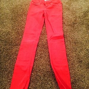 Red skinny jeans
