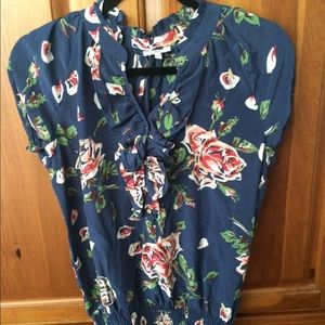 Floral print silk blouse