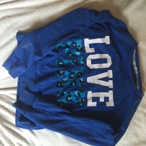 Blue Victoria's Secret Pink "Love Pink" Sweater