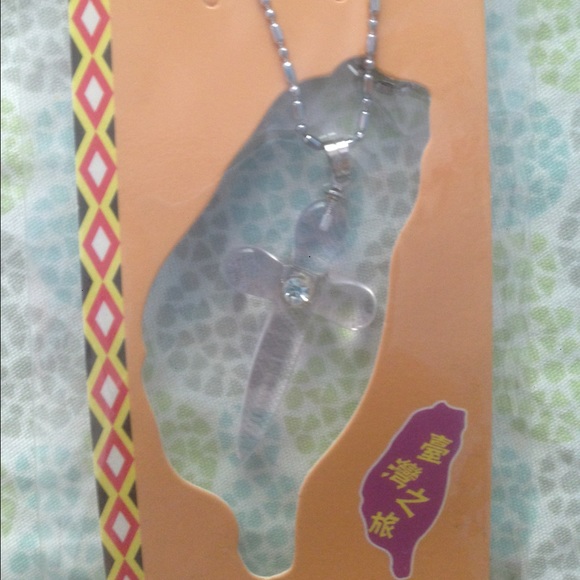 Clear cross necklace