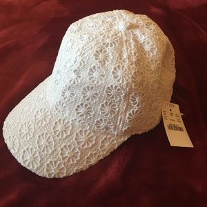 J. Crew Factory white eyelet baseball cap
