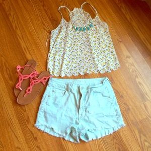 Light blue AEO high waisted shorts