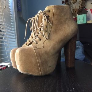 Jeffrey Campbell Taupe Suede Lita Bootie 7.5
