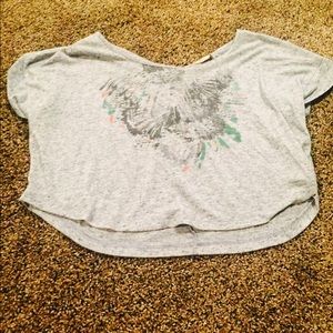 Grey crop top with butterfly