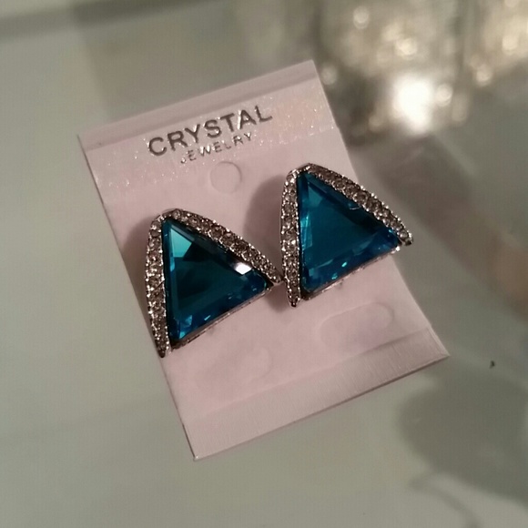 Crystal Blue Gem Earrings