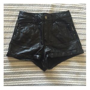 leather high waisted shorts