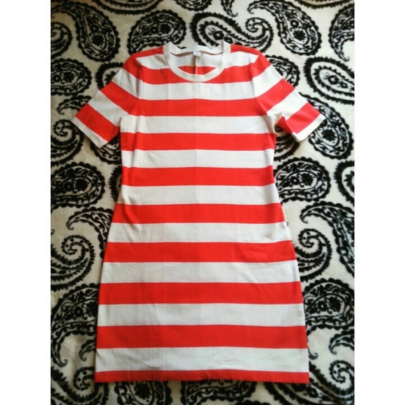 Long red and white striped dress