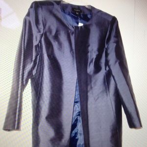 Talbots Navy Blue silk shantung Duster Coat