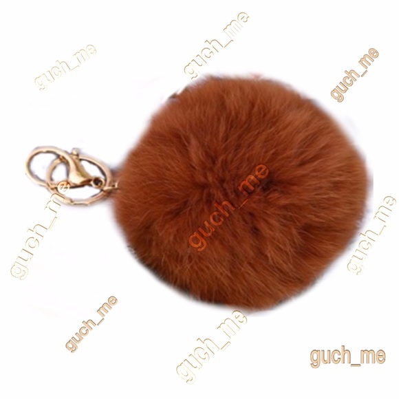 CUTE GENUINE RABBIT FUR PLUSH BALL KEYCHAIN