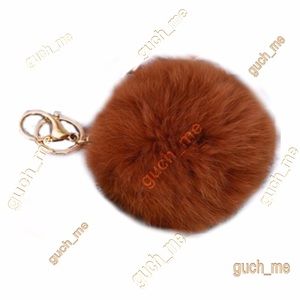 CUTE GENUINE RABBIT FUR PLUSH BALL KEYCHAIN