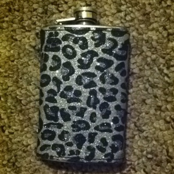 Glittery Leopard Print Flask