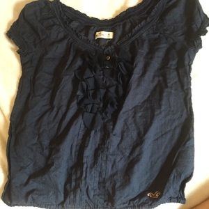 Navy Ruffle Hollister Top