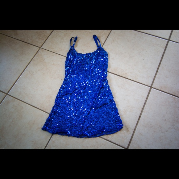 Blue sequin tank