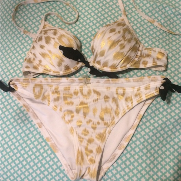 Victoria's Secret Gold Cheetah  Push Up Bikini - Picture 2 of 4