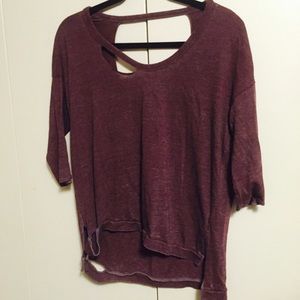 Red cutout crew neck