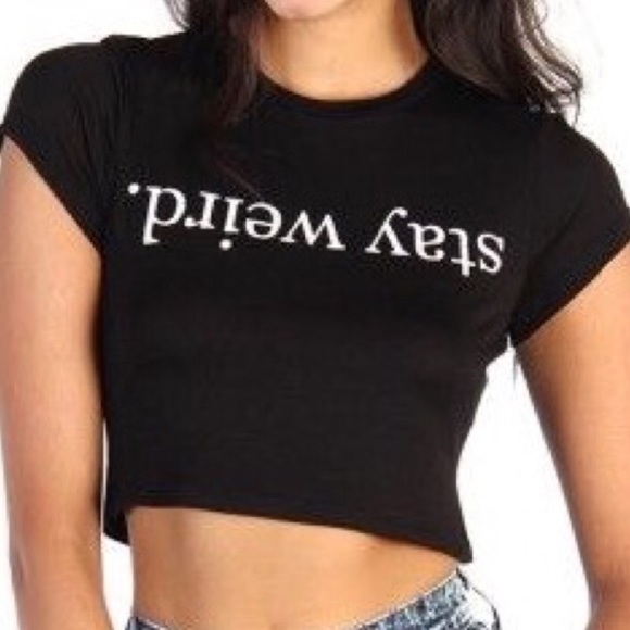 Brandy Melville Tops - Brandy Stay Weird Crop Top