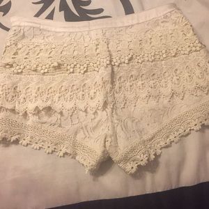 Cream colored crotchet shorts. Never worn