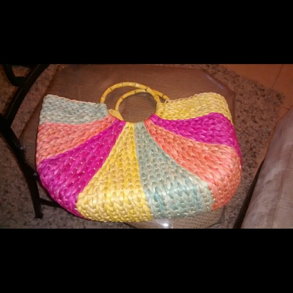 Multi color straw bag
