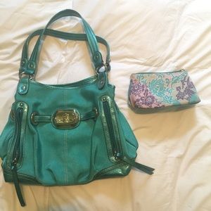 teal Kathy Van Zeeland purse