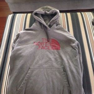 North face grey and burgundy hoodie