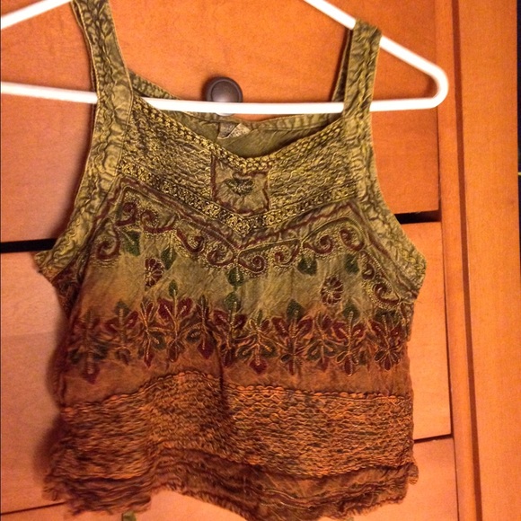 Dip Dye Embroidered Crop Tank - Picture 1 of 3