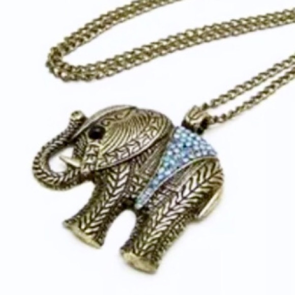🔆Alloy Rhinestone Lucky Elephant Pendant Necklace - Picture 2 of 3