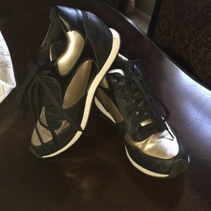 black and gold wedged high tops