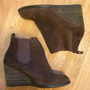 Lucky Brand Suede Wedge Booties Size 6.5