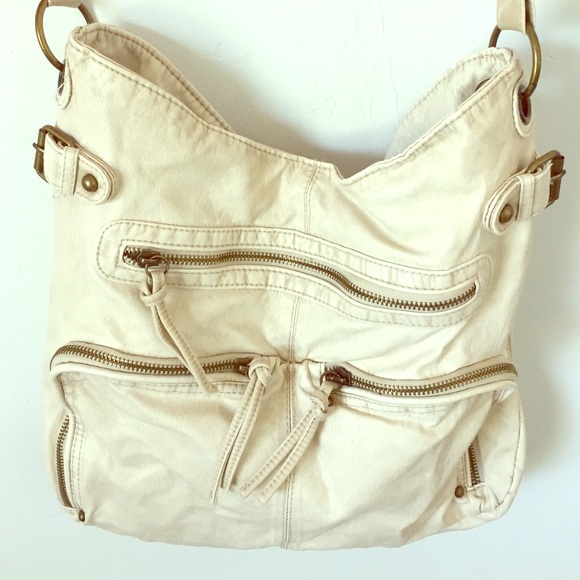 Cream Leather Crossbody Bag