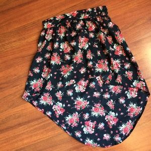 Black Floral High-Low Skirt