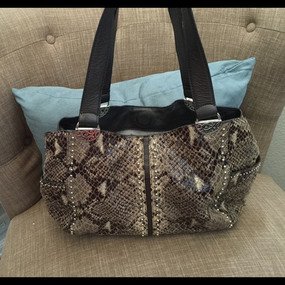 🚨🚨SOLD🚨🚨Brighton brown snake leather hobo