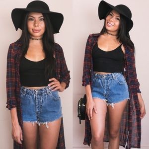 Long plaid flannel - small, medium, and large