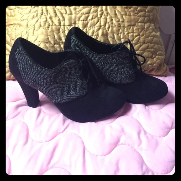 Black and grey ankle boots