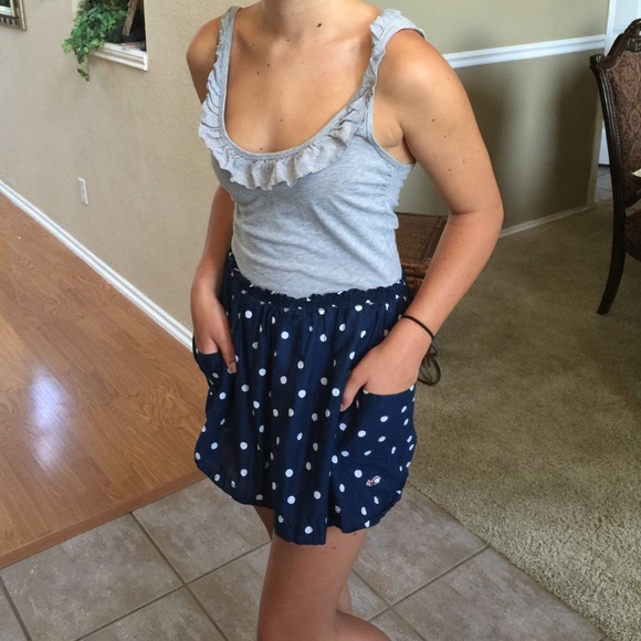 Navy Hollister tank pika dot dress