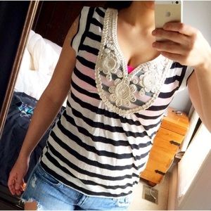 Black striped shirt with back cutouts