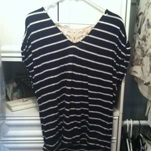 Super Cute Striped & Lace Express Top