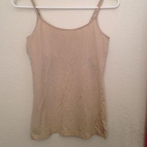 Tan spaghetti strap tank top w/ built-in bralette