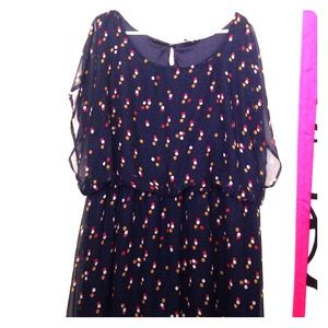 Navy blue with multi polka dot top