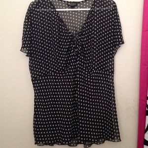 Sheer black and white polka dot top