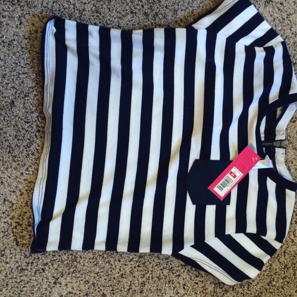 Blue and white striped crop top