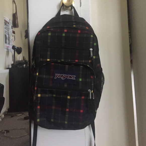 rasta plaid big student jansport back pack