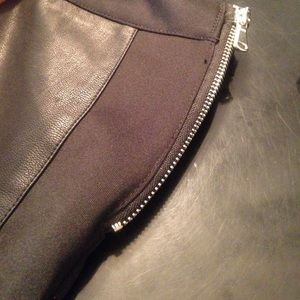 High waisted black leather pants