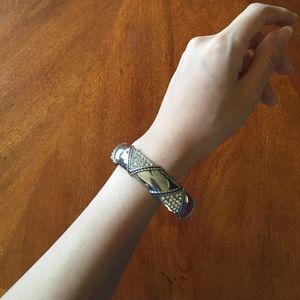 Large silver metal bangle bracelet