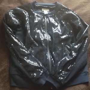 Zipfront sequin hoodie