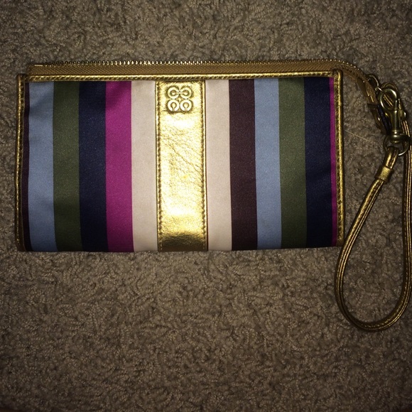 COACH striped rainbow wallet