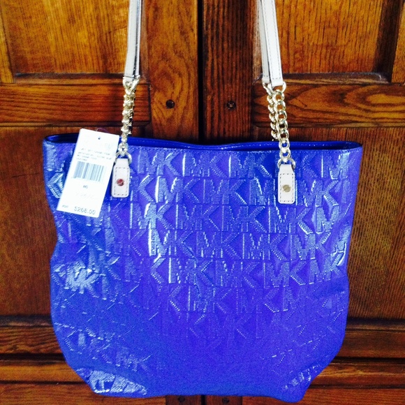 Michael Kors MK Electric Blue Chain Tote New