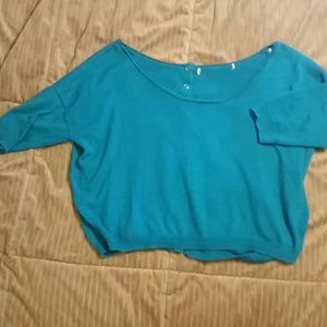 Teal Boxy Top With Snap Detail
