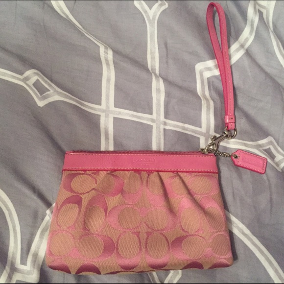 Pink coach wristlet