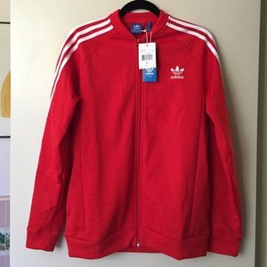 BRAND NEW red/white Adidas track jacket