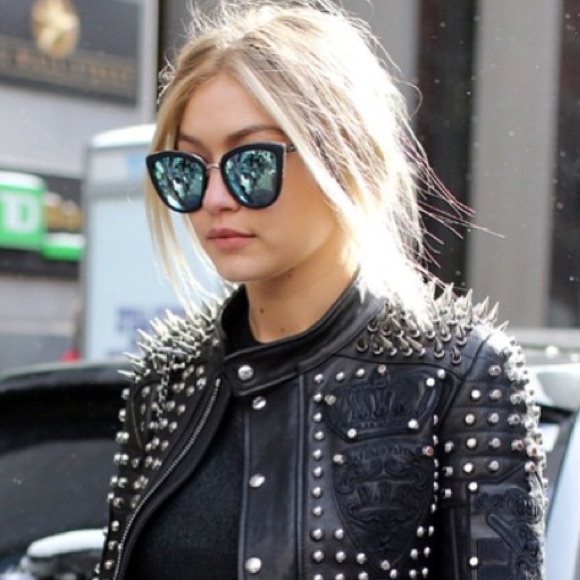 Blue turqouise mirrored cat eye sunglasses